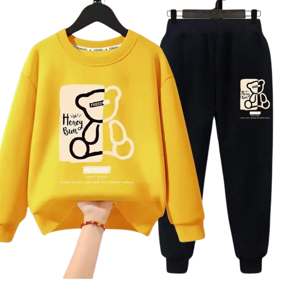 3-12Y Baby Bear Print Sweatshirt Set
