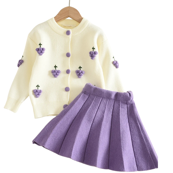 2-6Y Girl Knit Grape Outfit