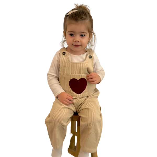 1-5 years Heart Corduroy Overalls