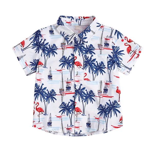3-12 Y Boys Cartoon Floral Shirt