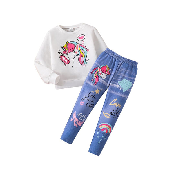 4–8 Years |  Autumn Girls' Cartoon Outfit