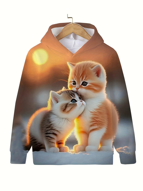 Cute Cat Print Kids Hoodie