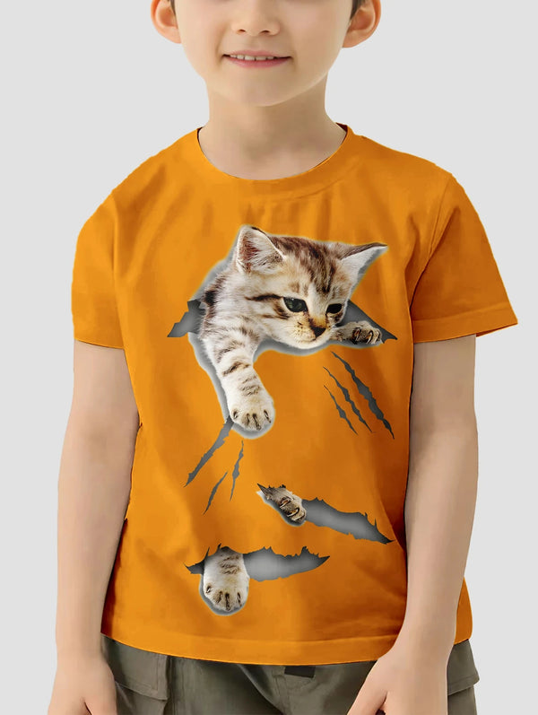 3D Cat Kids T-Shirt