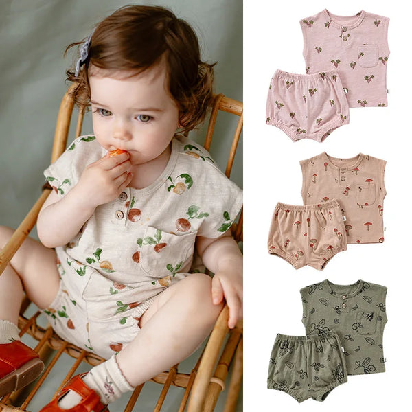 0-3T Newborn Kid Baby Girl 2pcs Clothes Set Summer Print Top and Shorts Set Casual Cotton Two Piece Set Cute Outfit