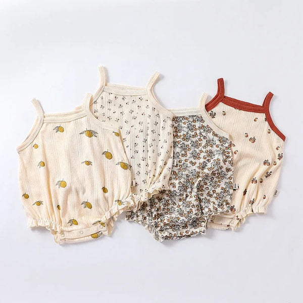 0-24M Newborn Kid Baby Romper Girls Boys Summer Clothes Sleeveless Off Shoulder Jumpsuit Cute Sweet Bodysuit Outfit